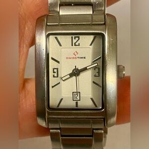 Swiss Time Silver Watch. Vintage